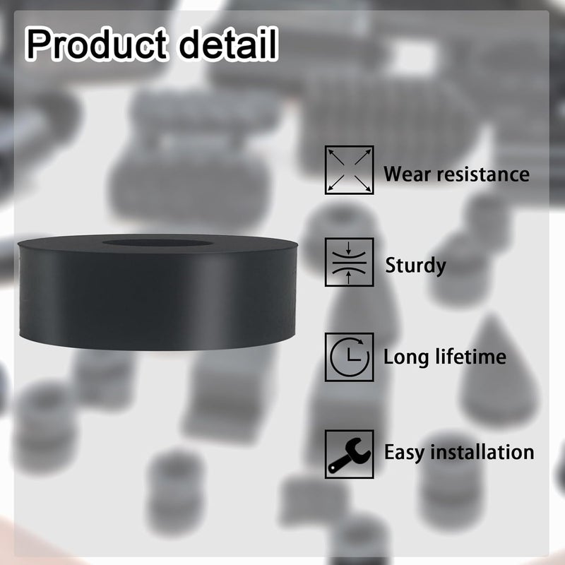 Unarty 12 PCS Multi Purpose Rubber Spacer 1 1/2 Inch OD x 1/2 Inch ID x 3/8 Inch Thickness, Rubber Bushing Anti Vibration Spacer Thick Rubbers Washers for Home and Car - Image 3